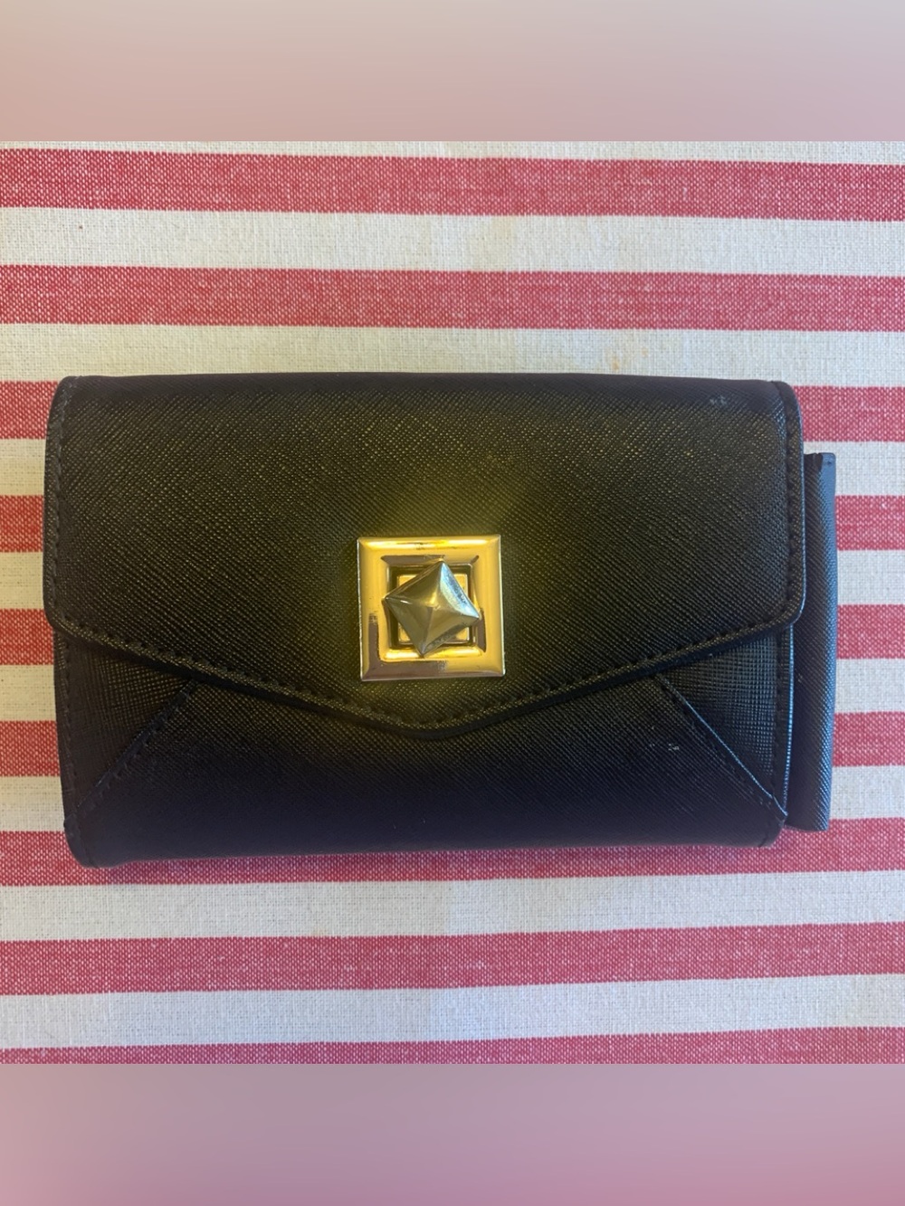 Nine West Black Envelope Wallet with Gold Closure
